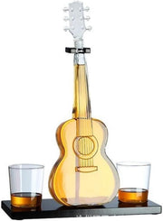 1000ml Violin Whiskey Decanter Set with Mahogany Base Glass Gift for Music Lover