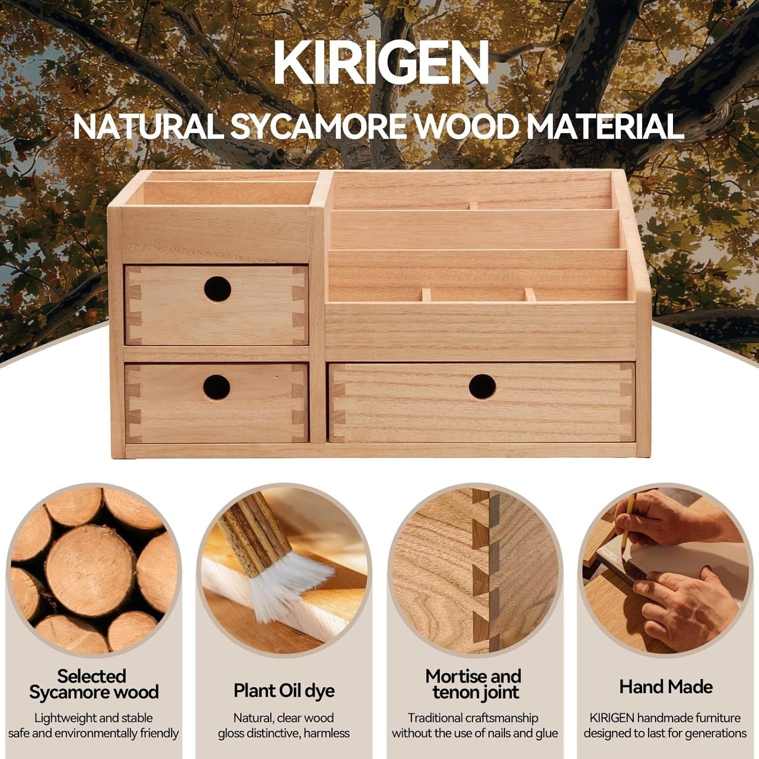 Wooden Makeup Organizer with 8 Drawers & Large Cosmetic Storage Box