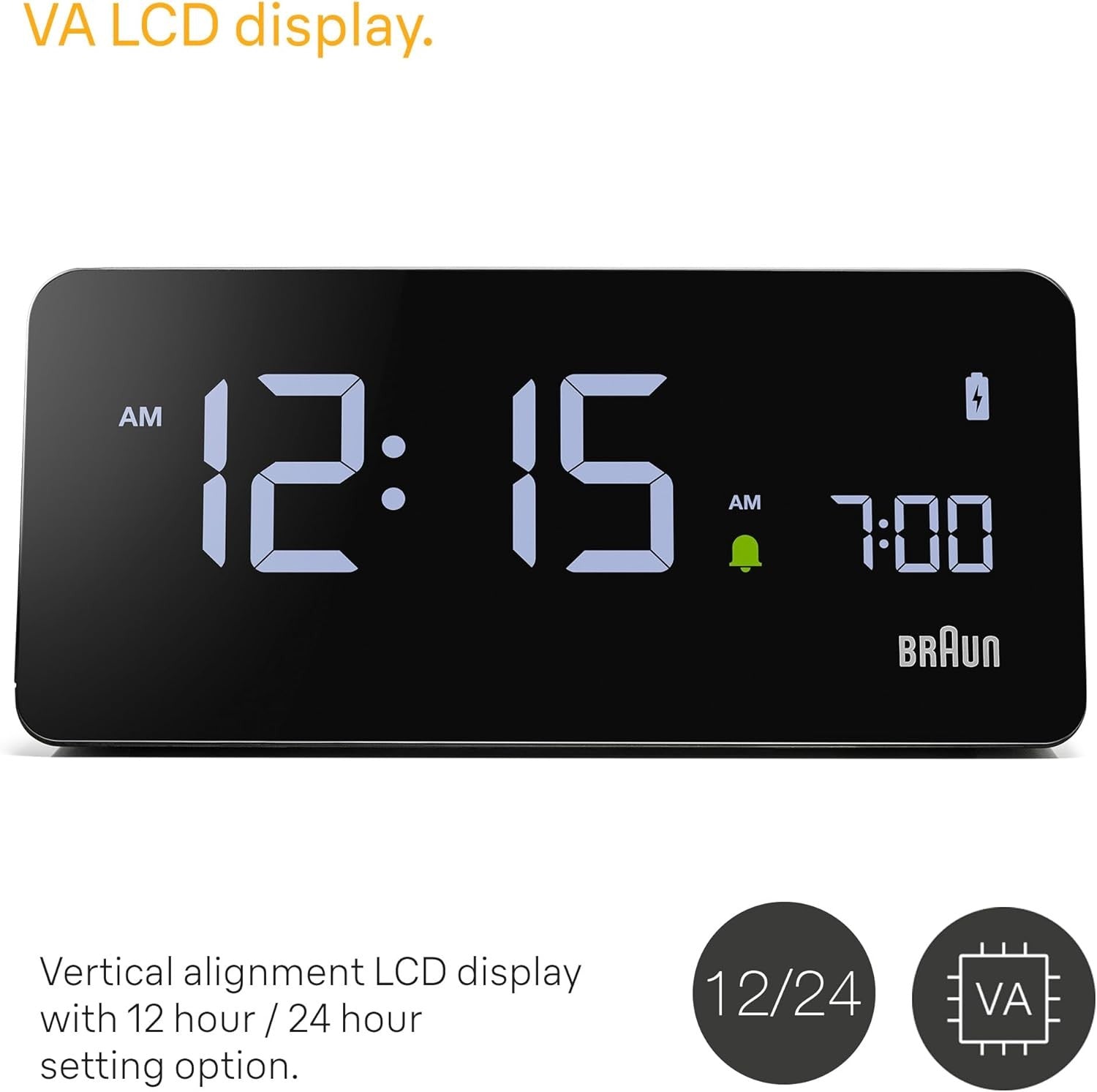 Wireless Charging Digital Alarm Clock LCD Auto Dimming Charge