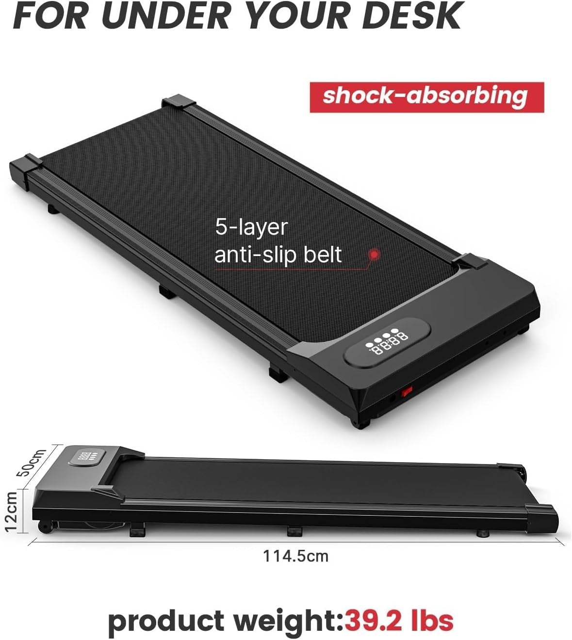 Walking Pad Treadmill Incline Under Desk 8km/h Portable Home.