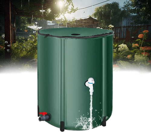 160L Foldable Garden Water Butt with Tap & Stand – Rain Barrel System