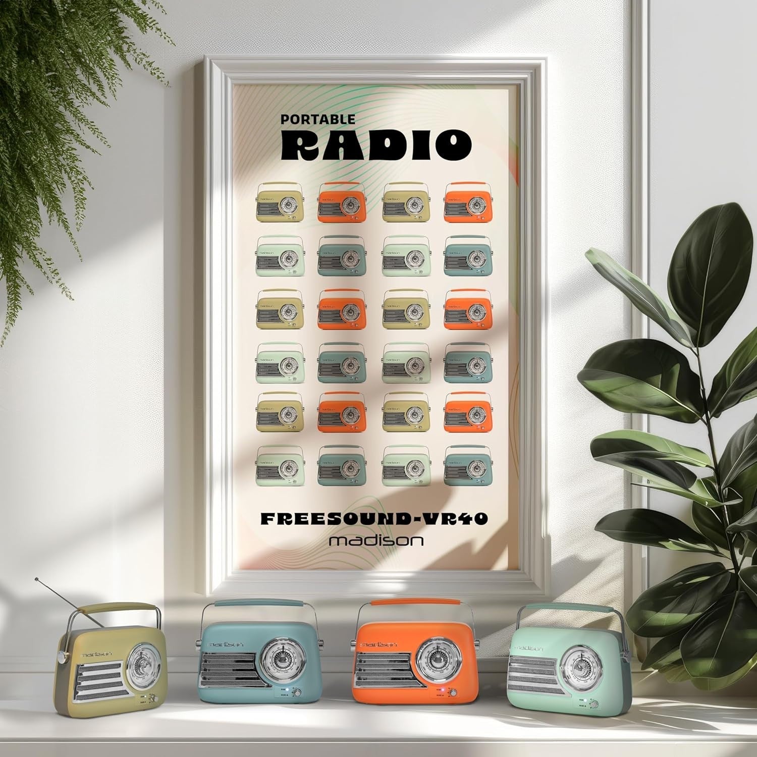 Vintage FM Radio 30W Bluetooth USB AUX Long Battery Retro Olive Green