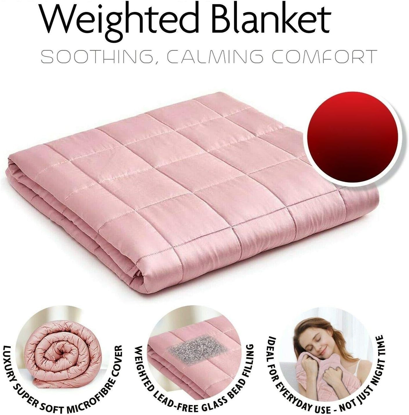 Pink 6kg Weighted Blanket 125x180cm Double Anxiety Relief Throw