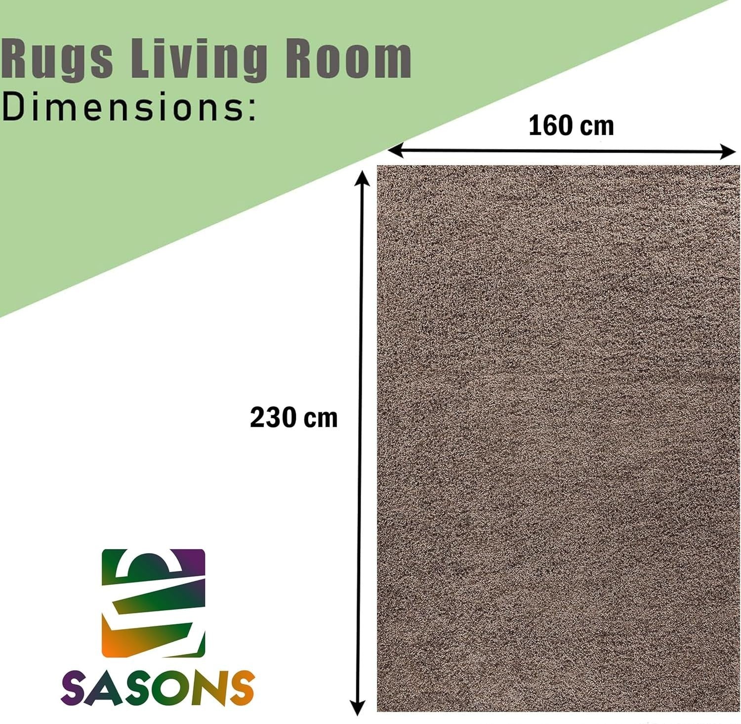 Extra Large Shaggy Rug 160x230cm 5cm Thick Soft High Pile Dark Beige Carpet