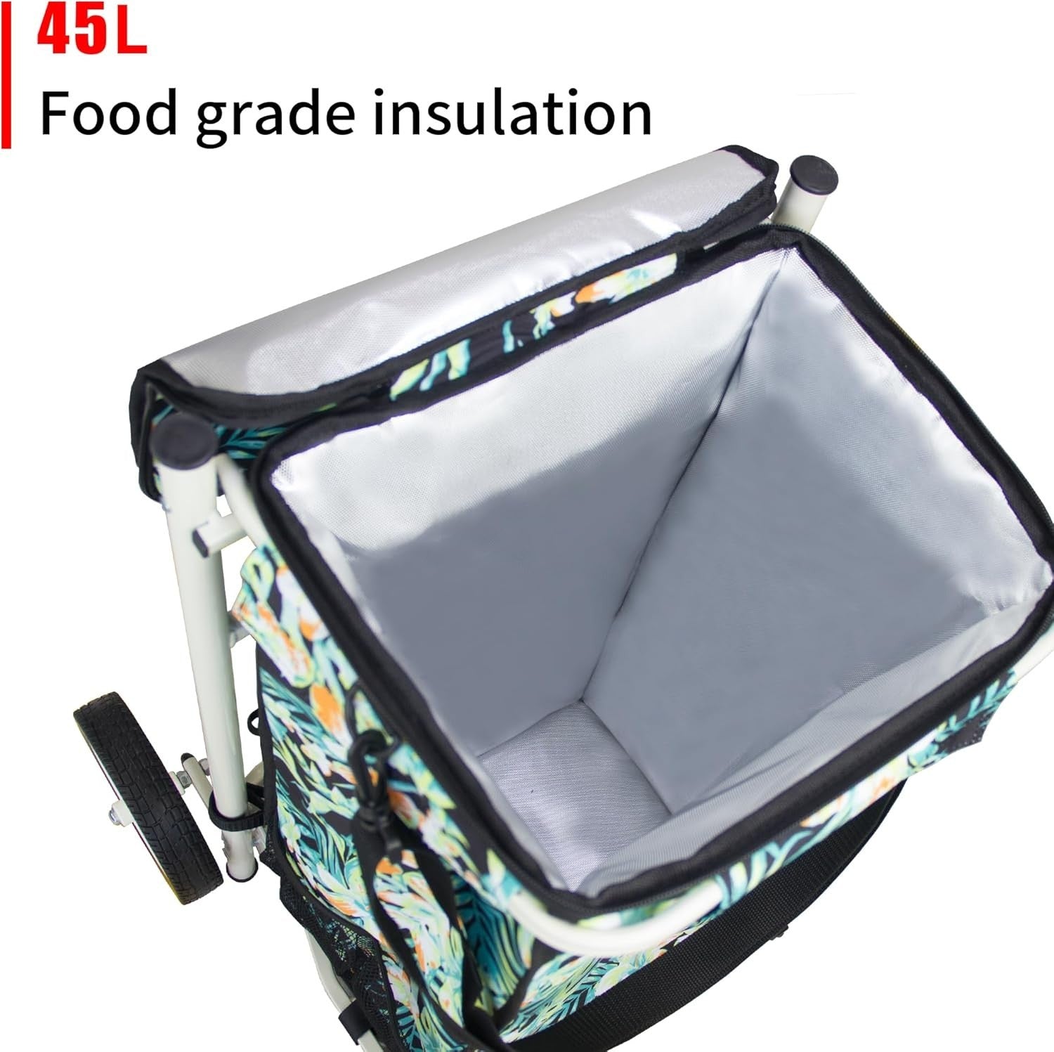 45L Folding Shopping Trolley Lightweight Push Pull Cart Insulated Bag