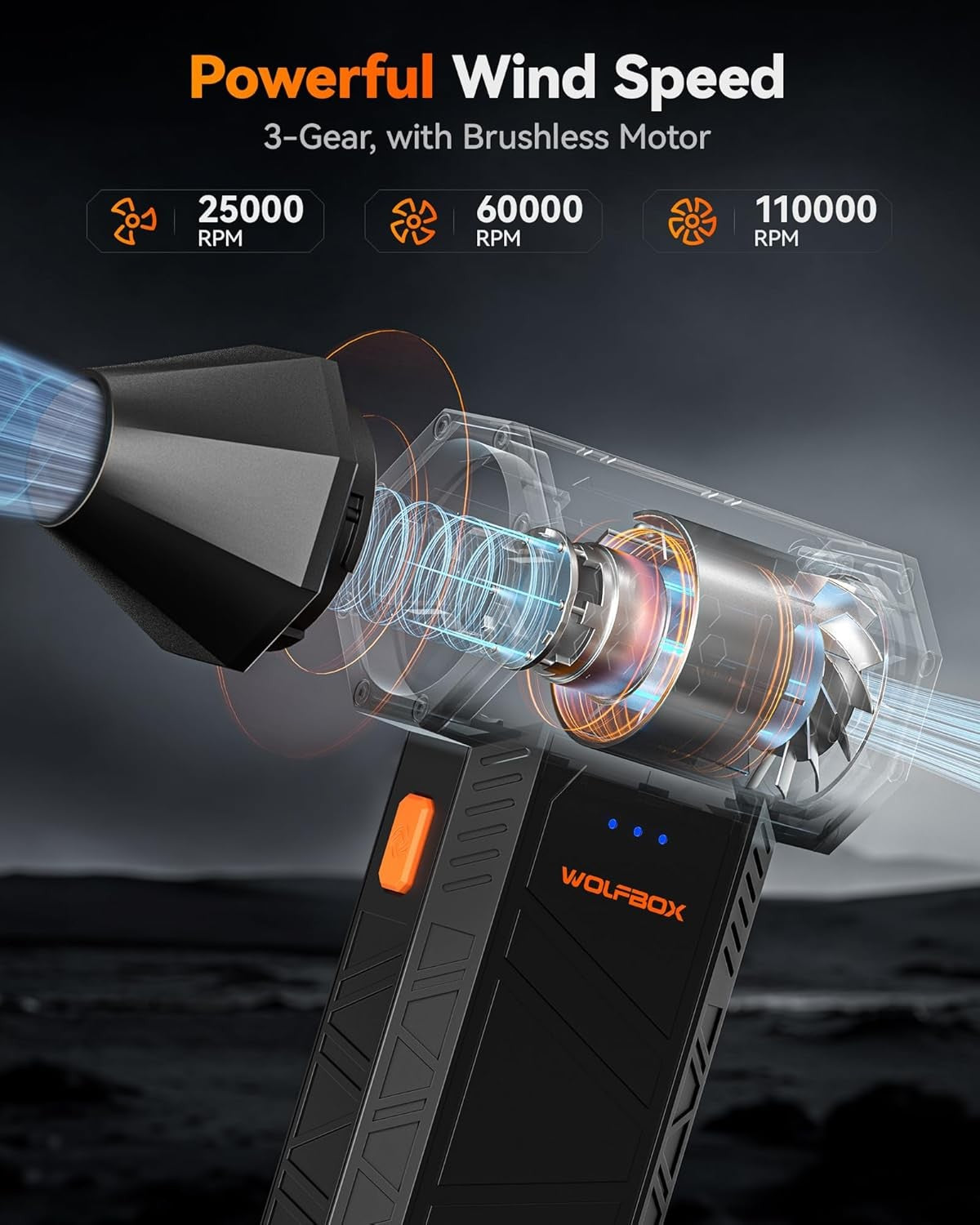 Compressed Air Duster Cordless Electric Mini Blower 110000RPM Fast Charge