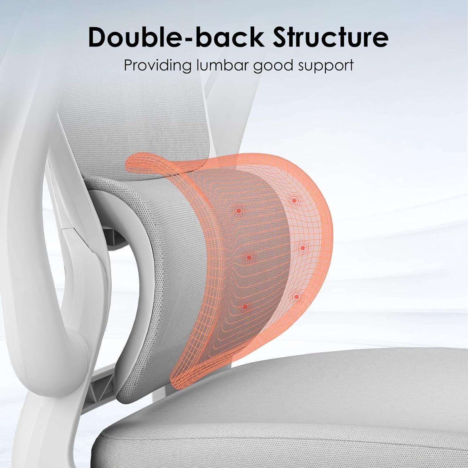Ergonomic Office Chair Mesh Swivel Desk w/ Headrest Flip-Up Arms White/Gray 14kg