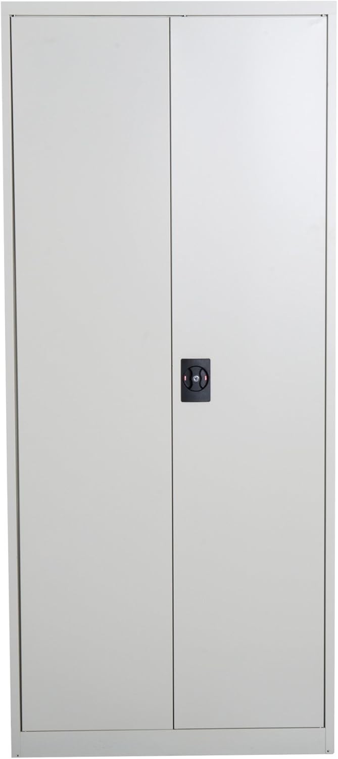 Cream Metal Filing Cabinet 2 Door Lockable Storage with Adjustable Shelf