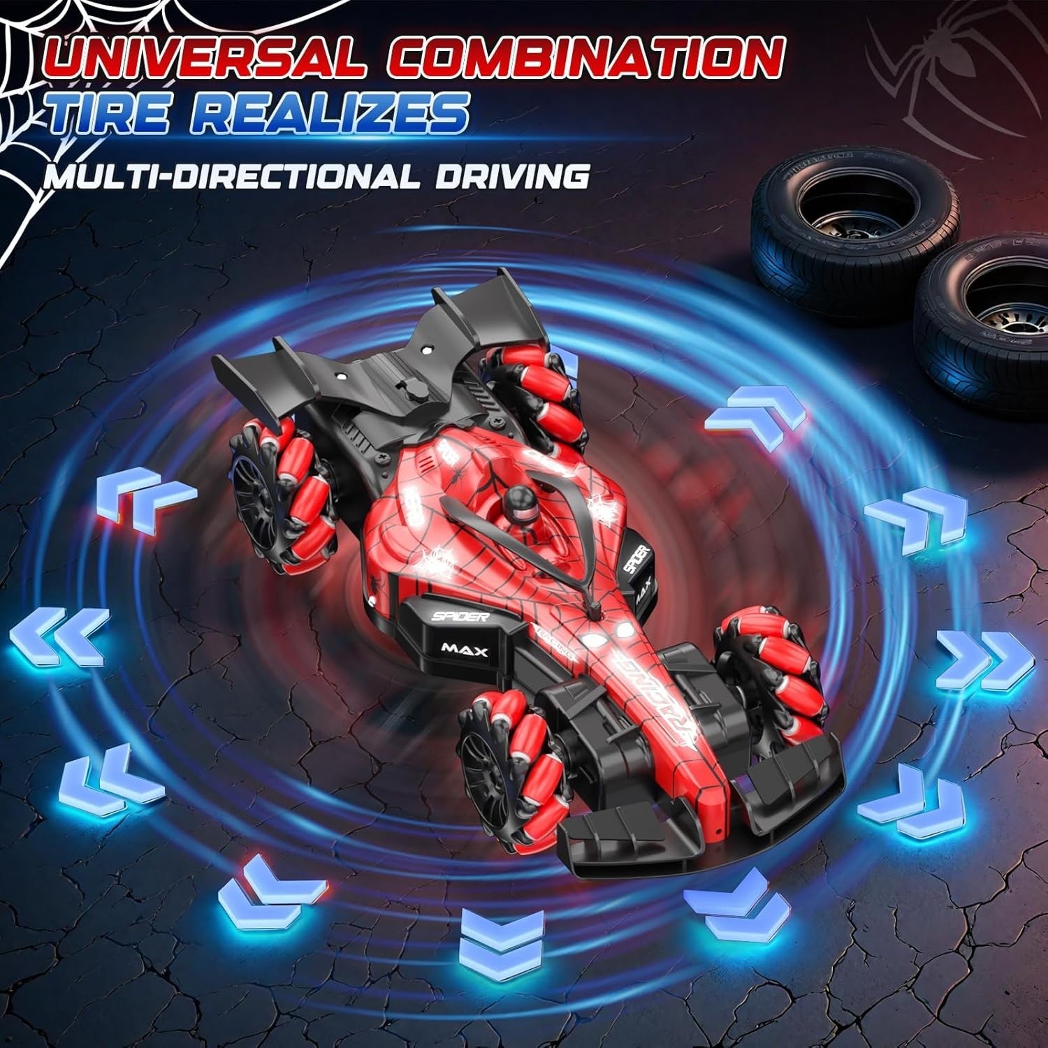Spider RC Car 1:16 2.4GHz 360° Rotation LED Lights Spray Function Toy for Kids 3