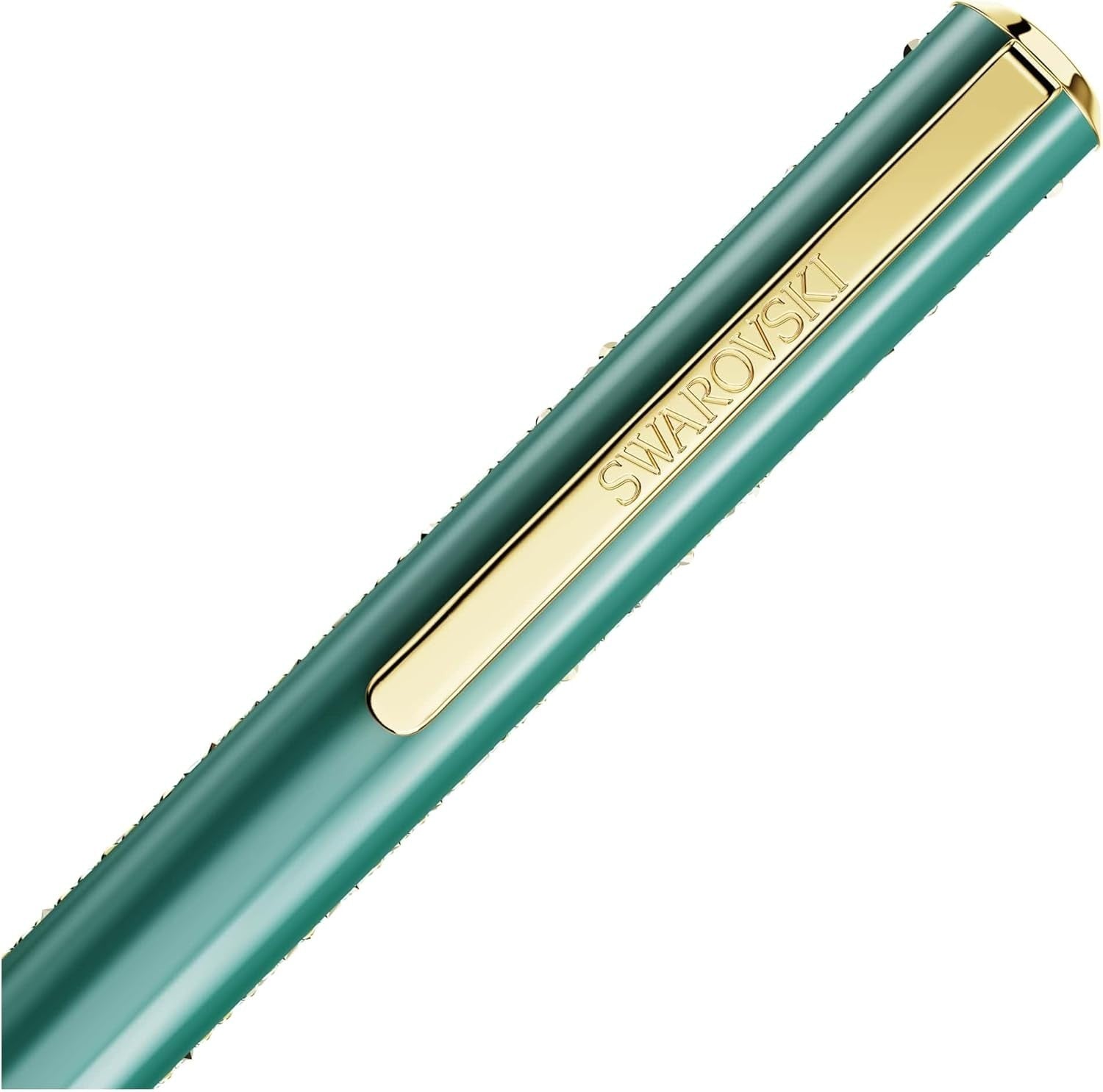 Green Crystal Ballpoint Pen Blue & Black Ink Twist Gift Pouch