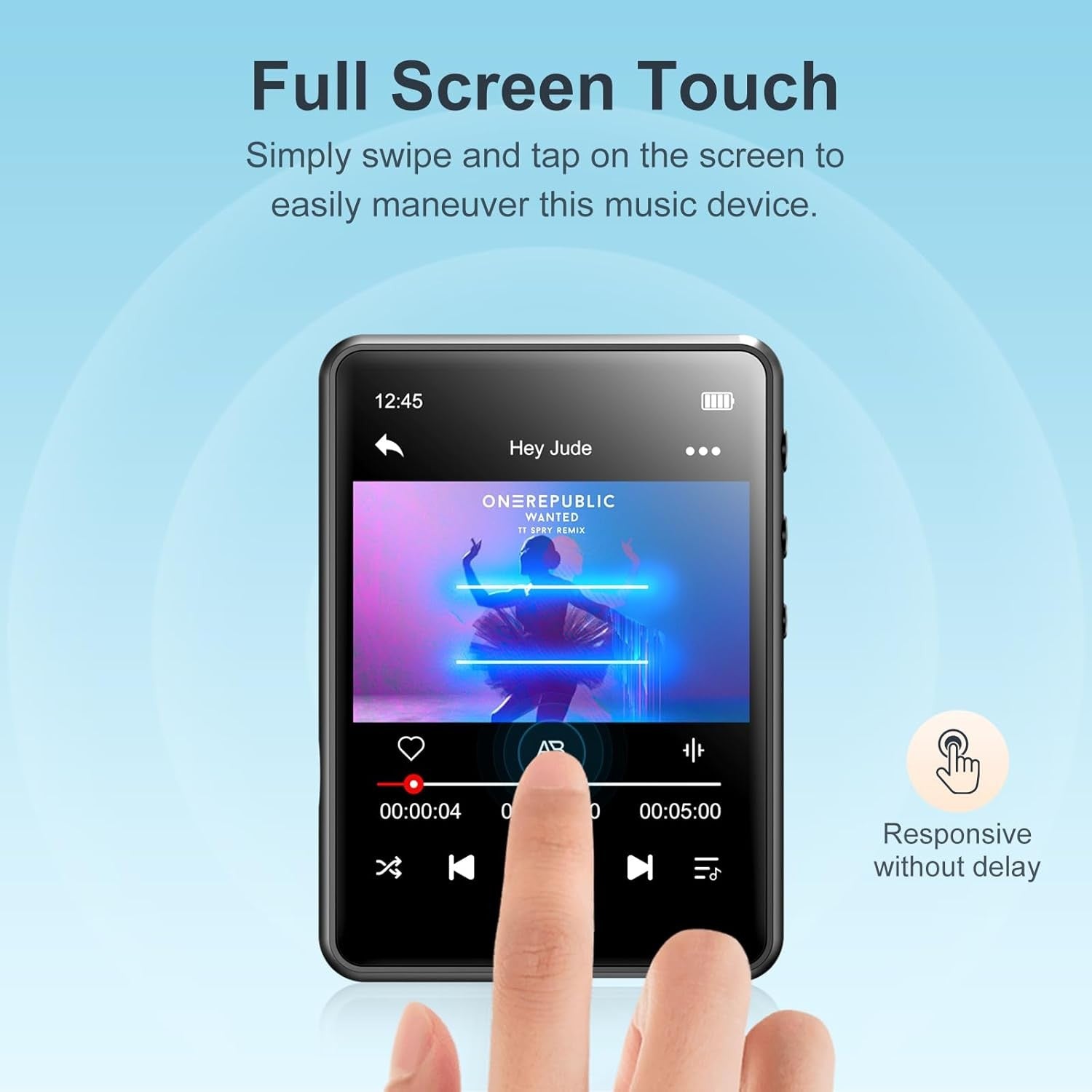 64GB MP3 Player Bluetooth 5.3 2.4" Touch Screen FM Speaker HiFi