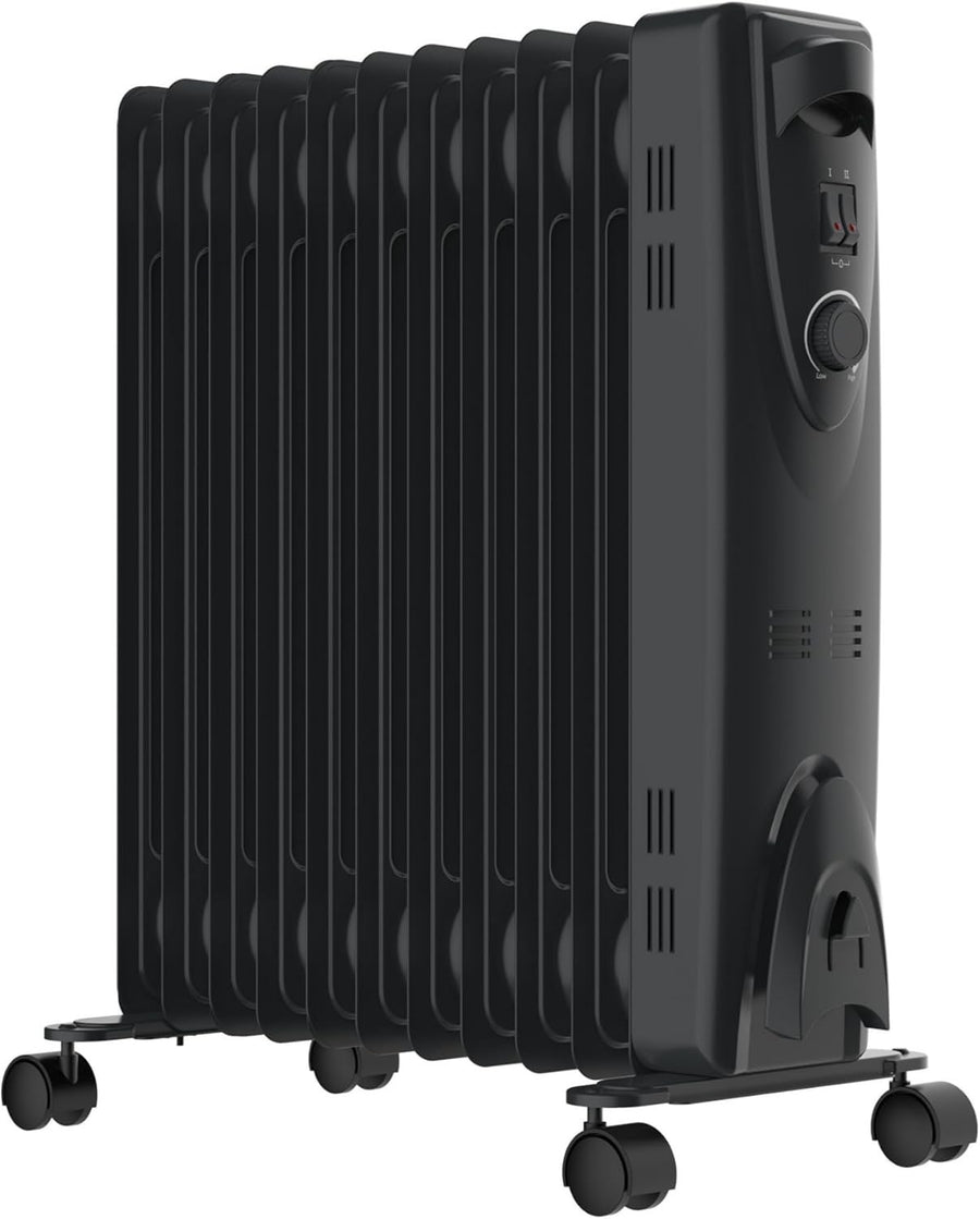 2500W Oil Filled Radiator Heater Portable Electric 3 Heat Settings Thermostat