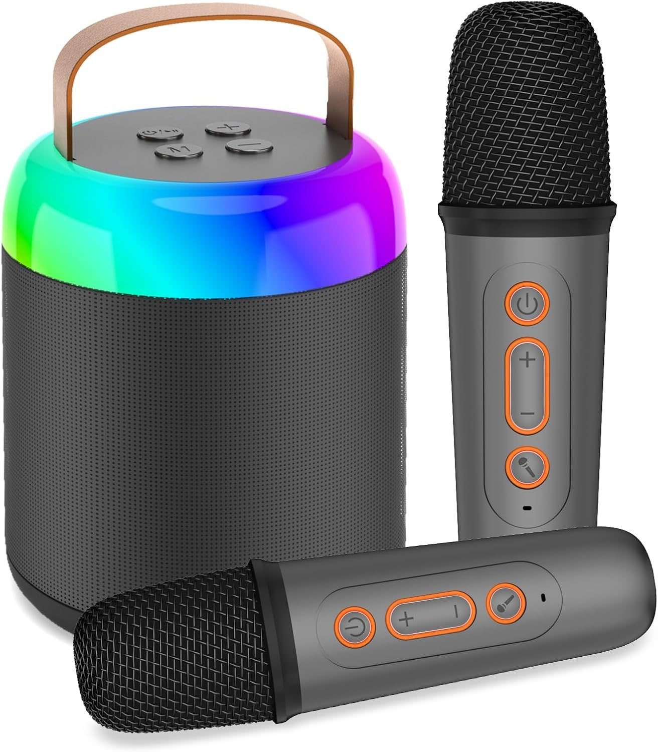 Kids Karaoke Machine 2 Wireless Mics Bluetooth LED Party Speaker
