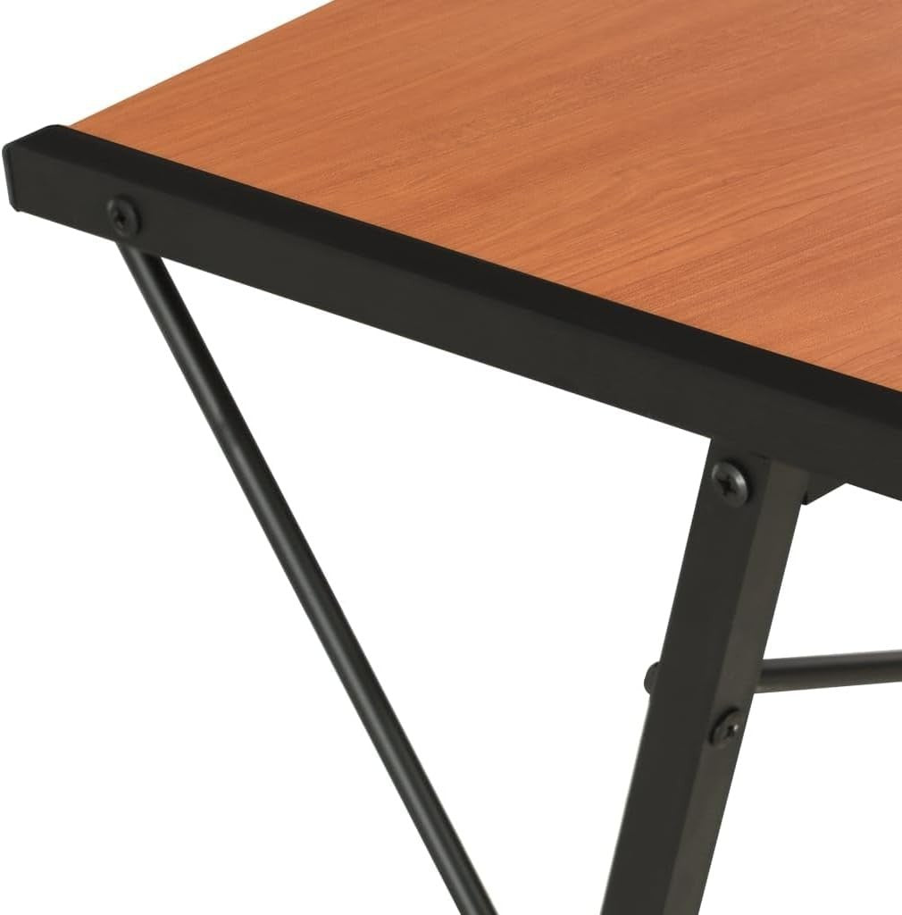 Z-Shaped Computer Desk with 3 Shelves 116x50x93cm, Black+Brown Home Office Table
