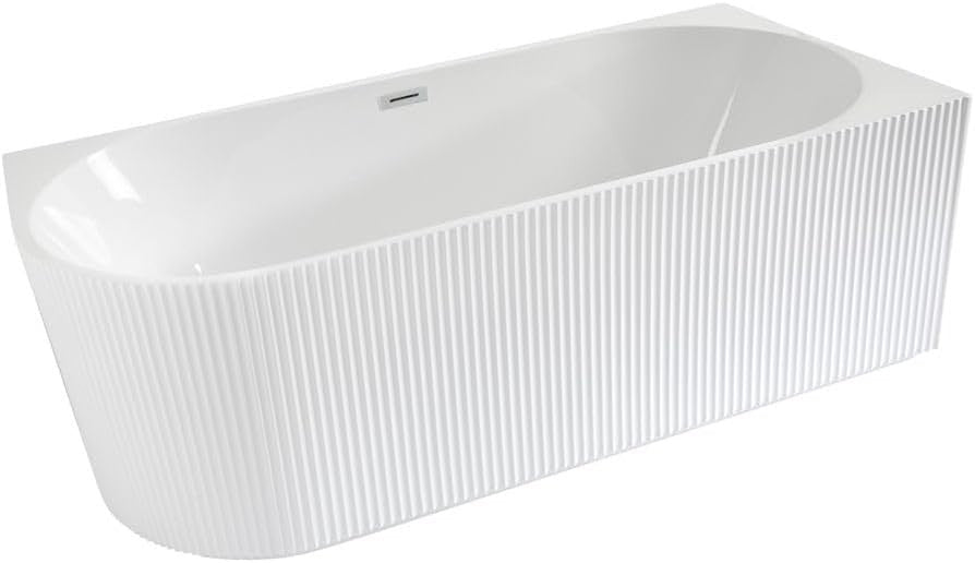 White Right Hand Fluted Corner Bath 1700x800mm White Overflow