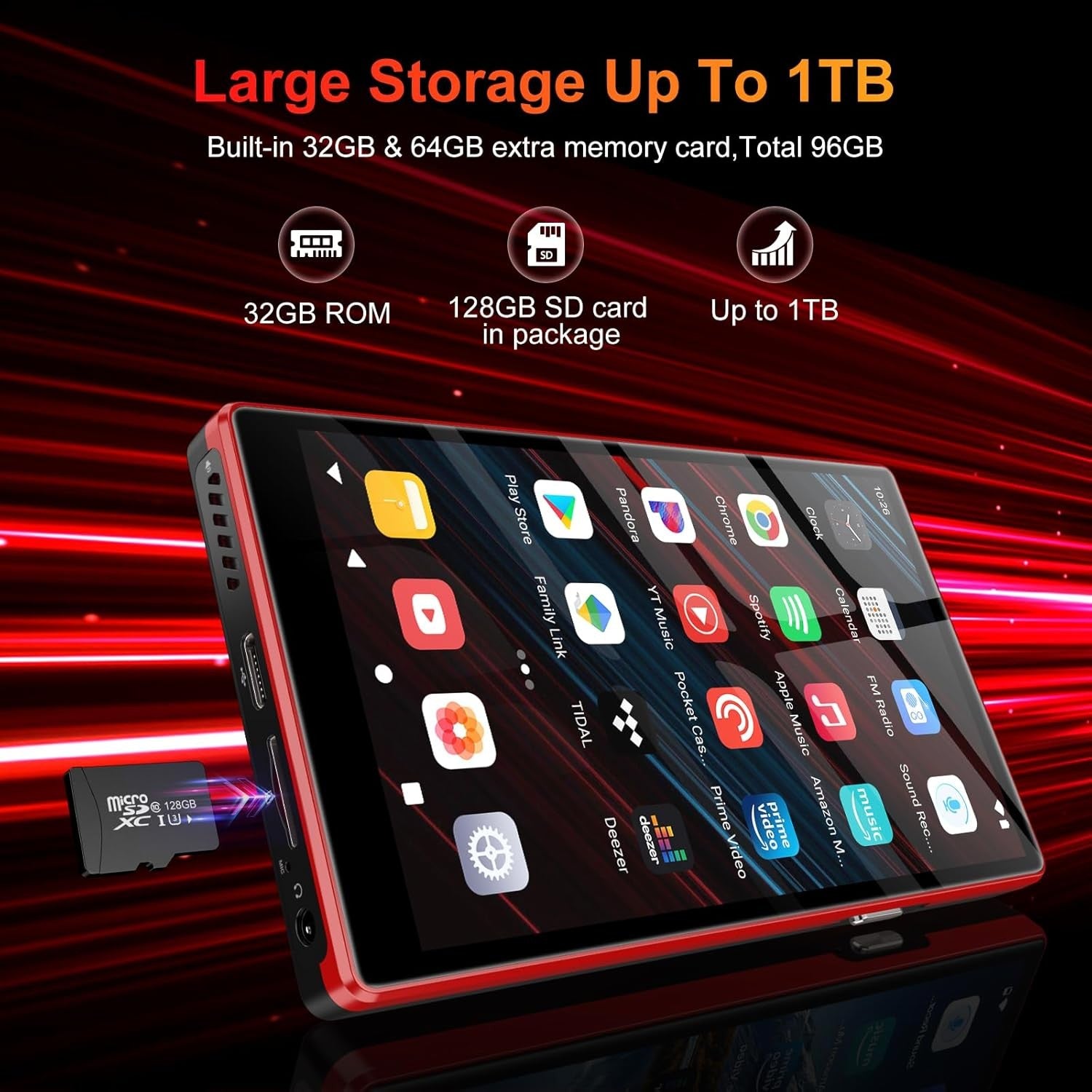 160GB MP3 Player 5" Touch Screen WiFi Bluetooth FM 1080P