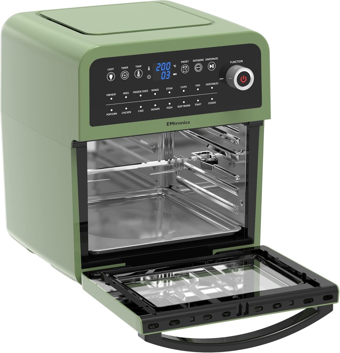 12L Retro Air Fryer Oven | 1800W Oil-Free Cooking | 16 Presets | Sage