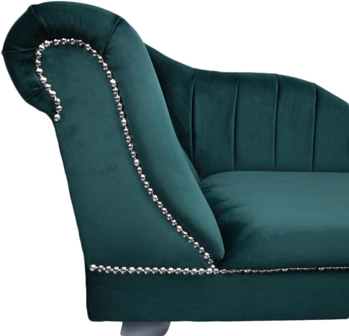 Velvet Chaise Lounge Left Hand Tufted Accent Sofa Chair Jasper 133cm
