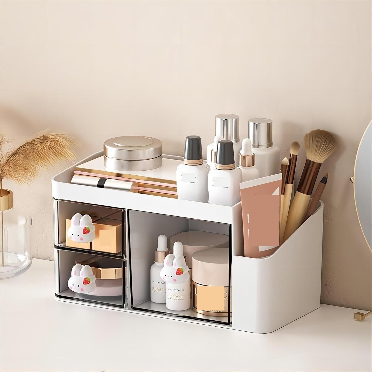 Desk Organizer with 2 Drawers Plastic Desktop for Office