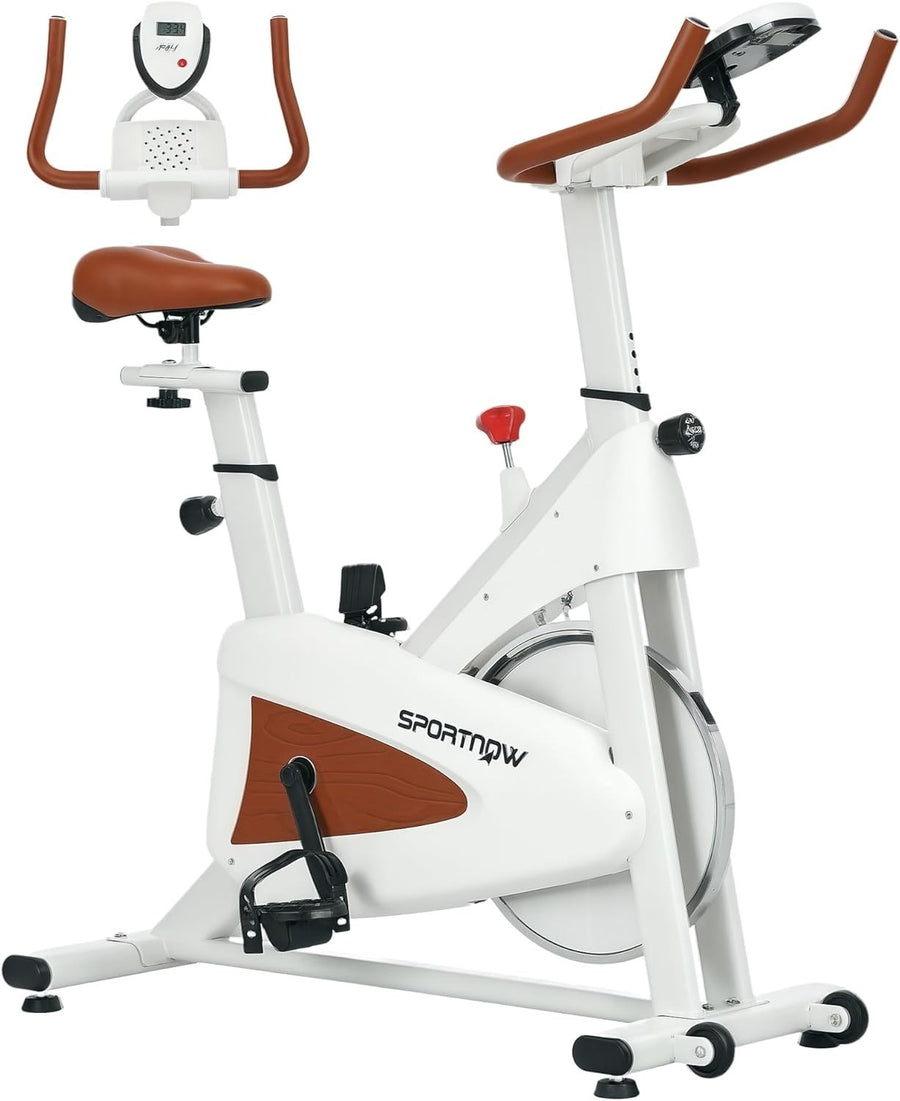 Quiet Magnetic Indoor Exercise Bike Belt Drive LCD Adjustable Seat White
