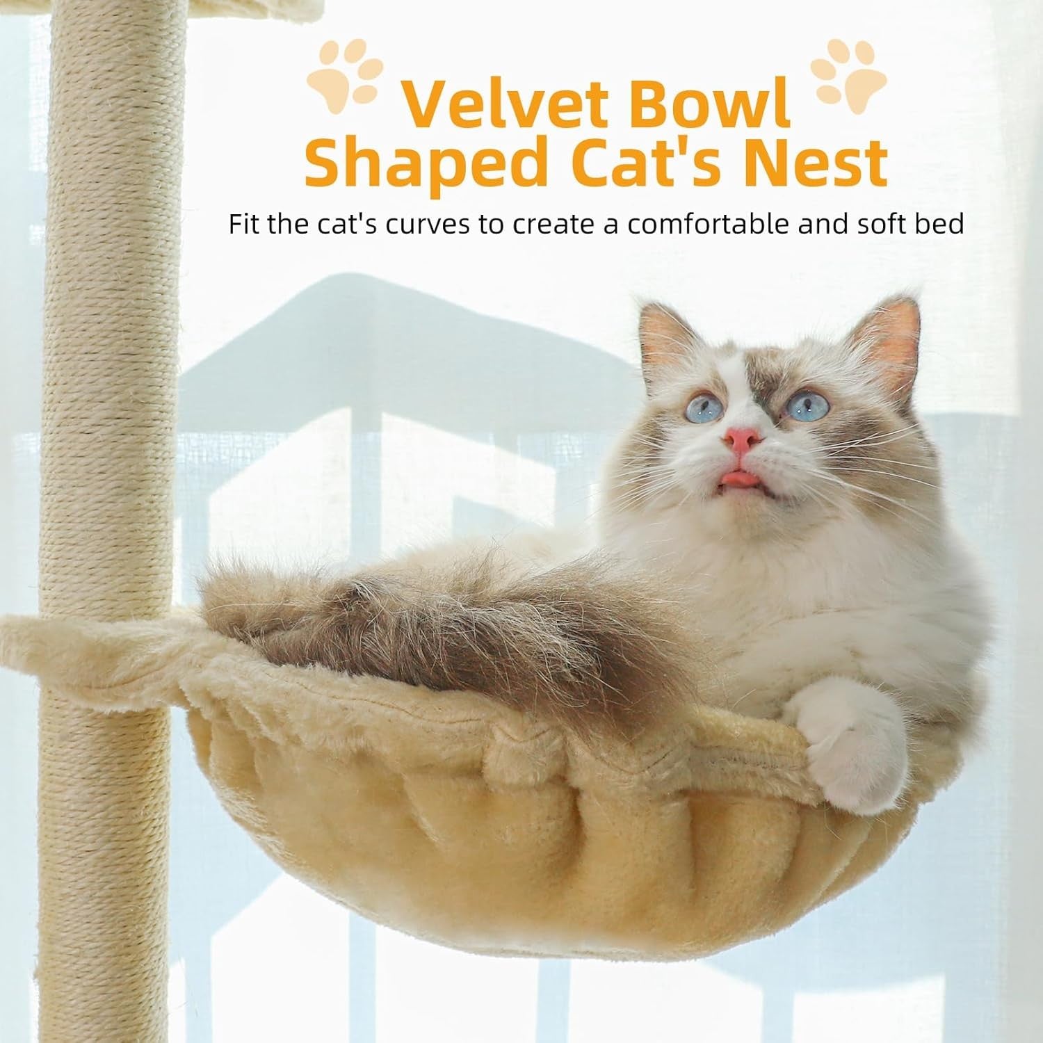 Cat Tree Tower 138cm Multi Level Condo Hammock Scratching Post Indoor