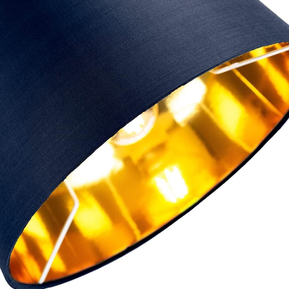 Midnight Blue Drum Lamp Shade 14” Copper Inner Modern Table Floor Light