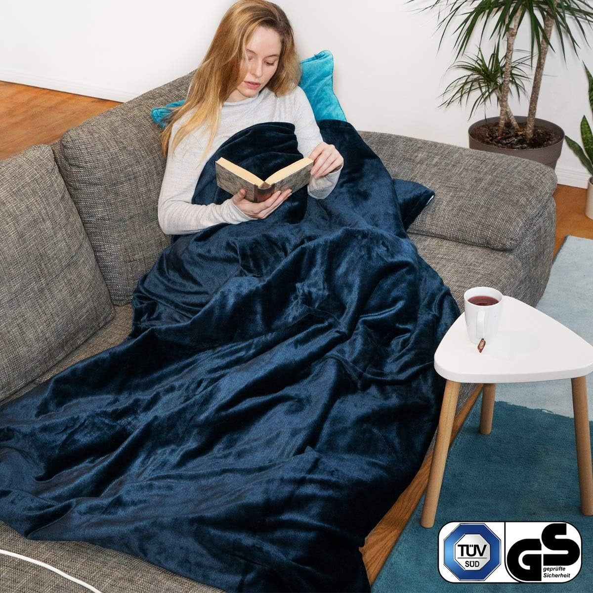 Electric Heated Throw Blanket 3 Heat Settings Auto Off Washable 180x130cm