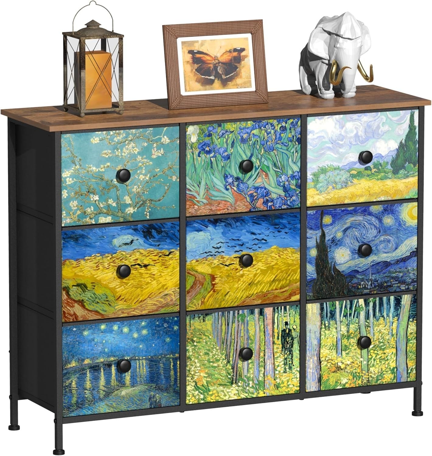 Van Gogh Style 9 Drawer Chest Storage Cabinet for Bedroom Living Room