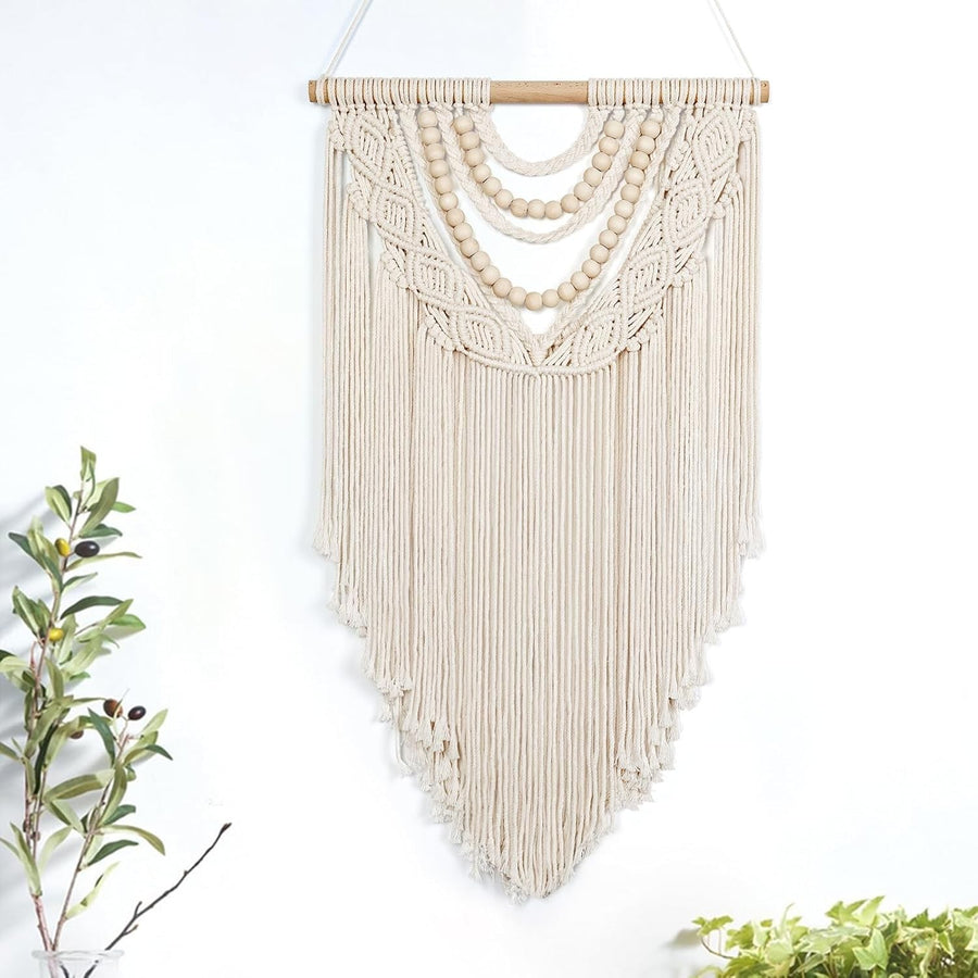Small Boho Macrame Wall Hanging 16.5"x28" Woven Tapestry Decor