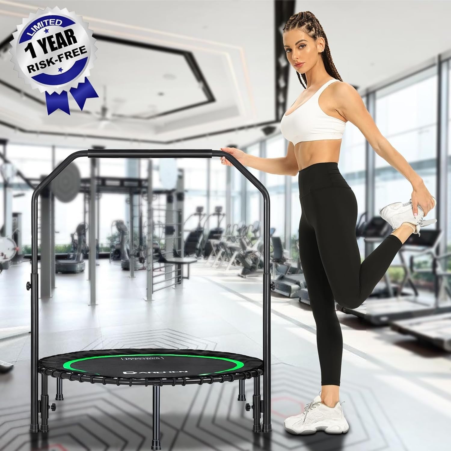 100cm Mini Rebounder Trampoline 400lb Quiet Indoor Fitness Adults
