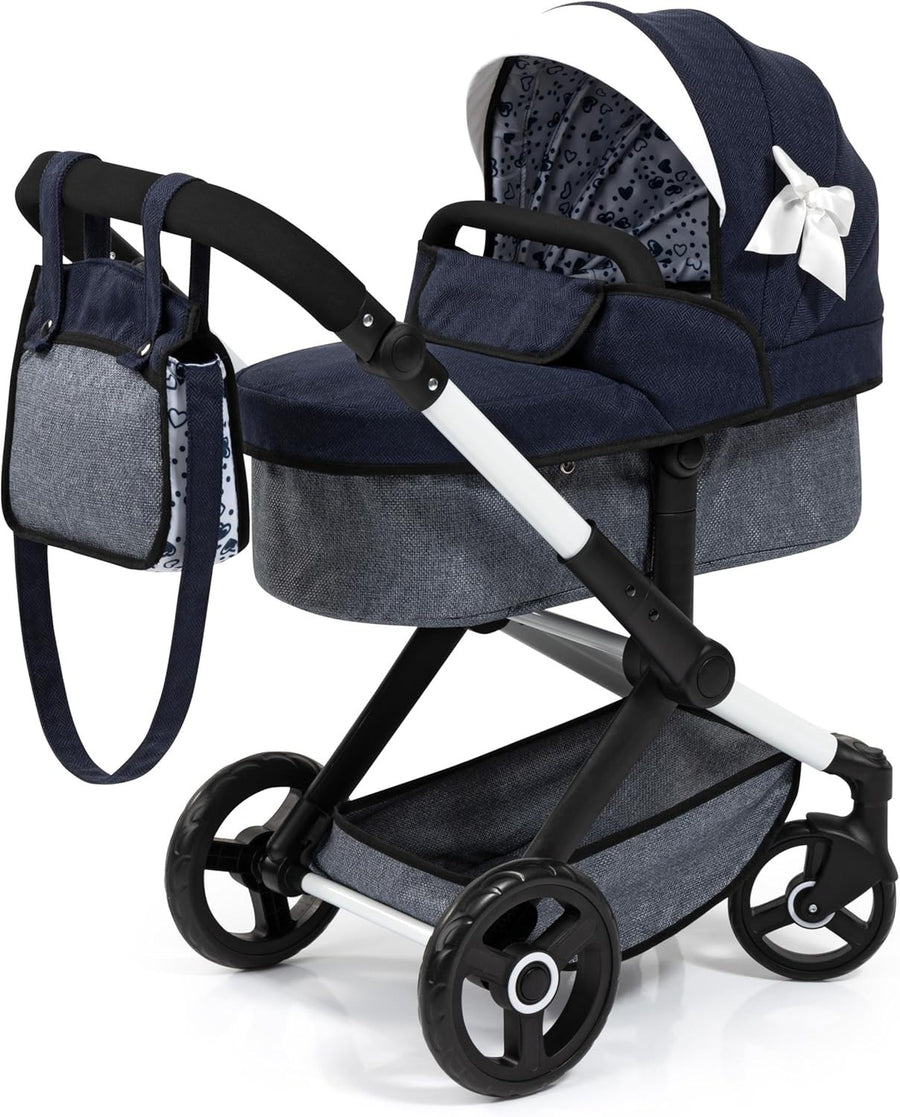 Dolls Pram Pushchair Carrycot Set Adjustable Handle Tall Toy Buggy 6+