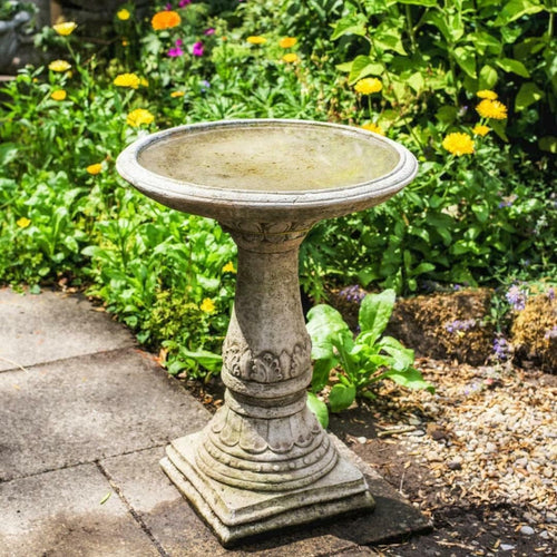 Stone Bird Bath 70kg Square Pedestal Garden Ornament | Hand Finished Sculpture