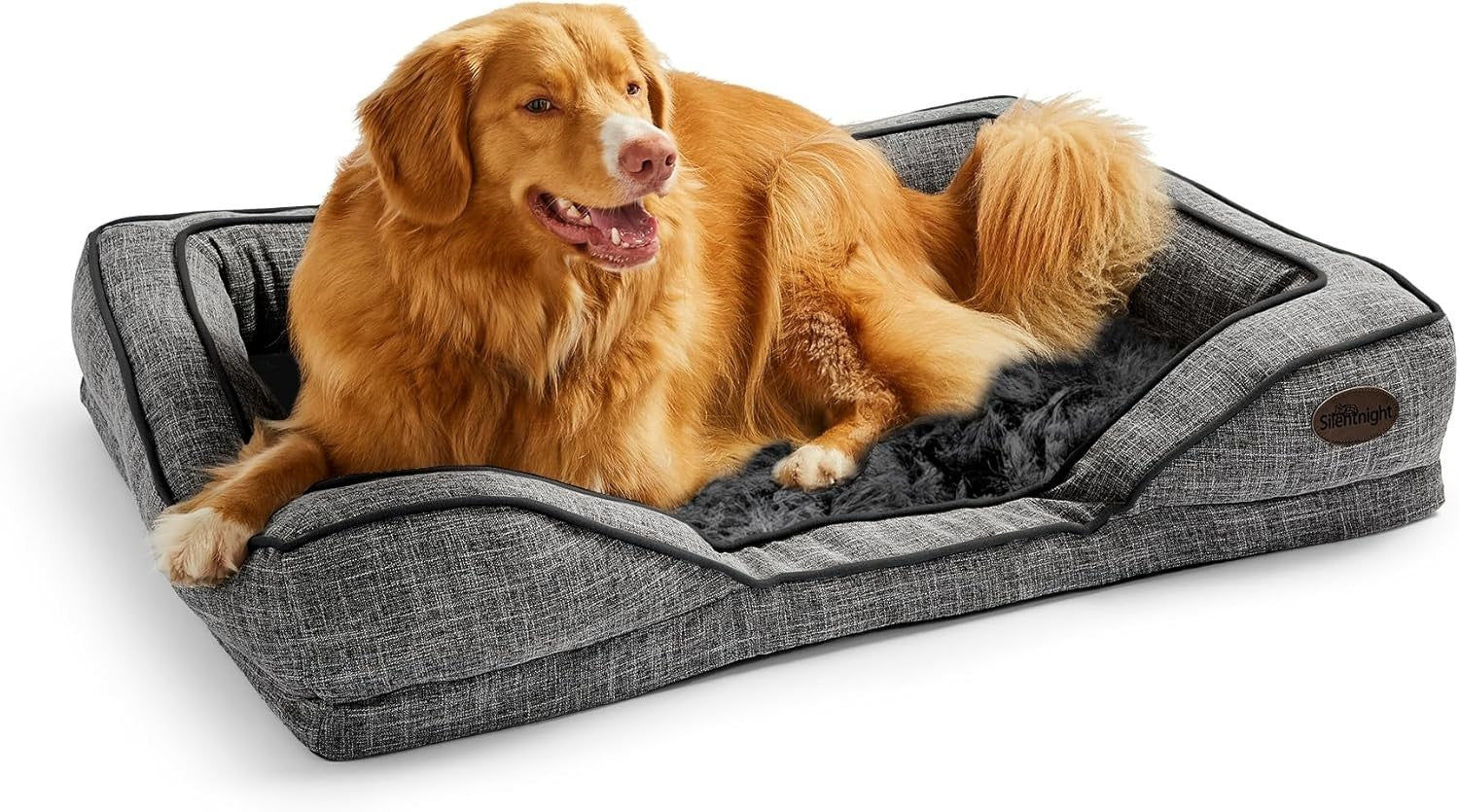Large Orthopedic Dog Bed 95x69cm Washable Non Slip Grey