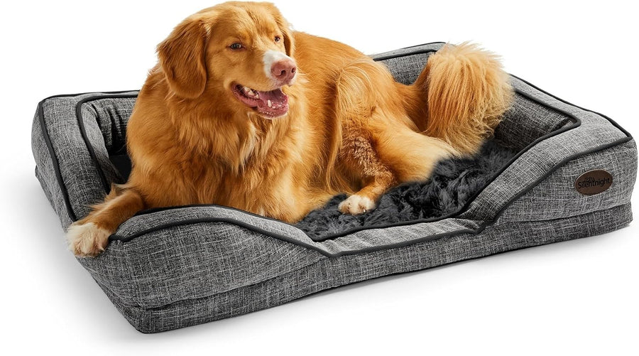 Large Orthopedic Dog Bed 95x69cm Washable Non Slip Grey