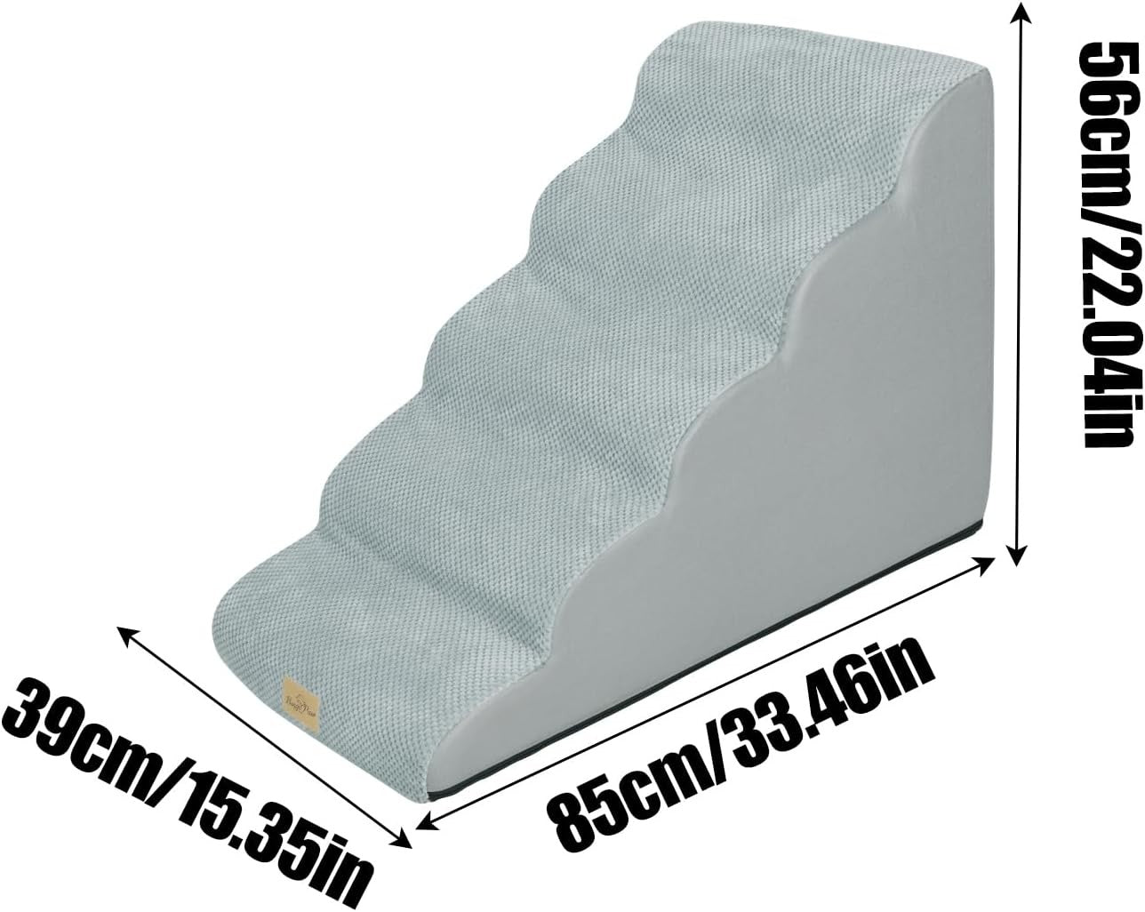 Grey 5 Step Dog Ramp Stairs High Density Foam Washable