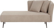 Beige Fabric Chaise Lounge Sofa | Right Hand, Cushions, Metal Legs, 77cm Deep