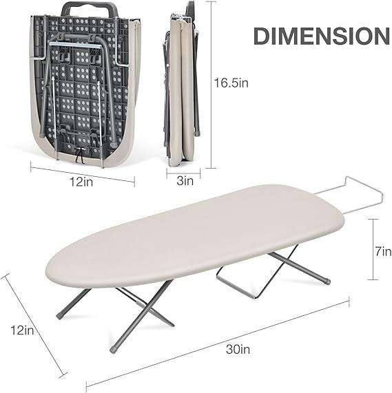 Foldable Tabletop Ironing Board with Iron Holder Non Slip Compact Portable