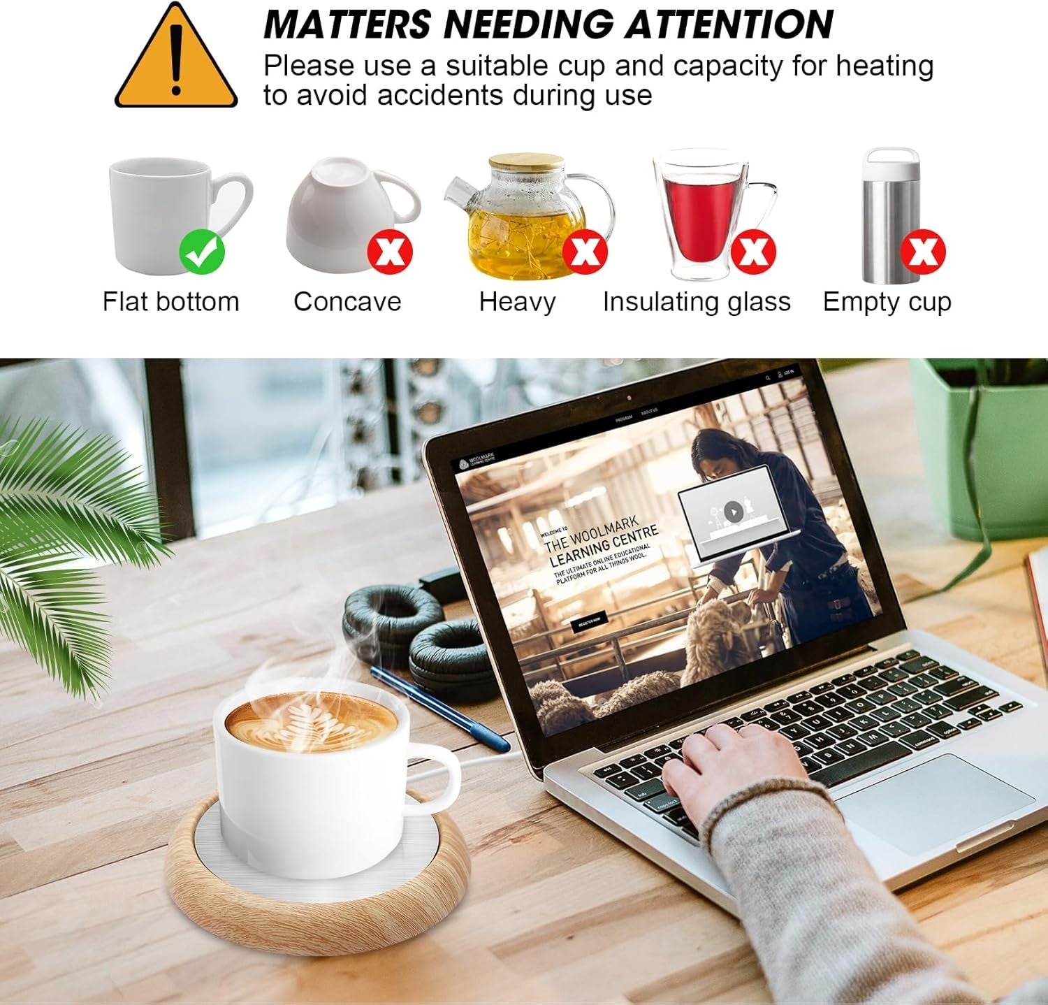 USB Coffee Mug Warmer 75mm Non Slip Heated Coaster