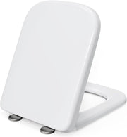 Square Toilet Seat Soft Close Quick Release Top Fix White Anti-Bacterial 35x46cm