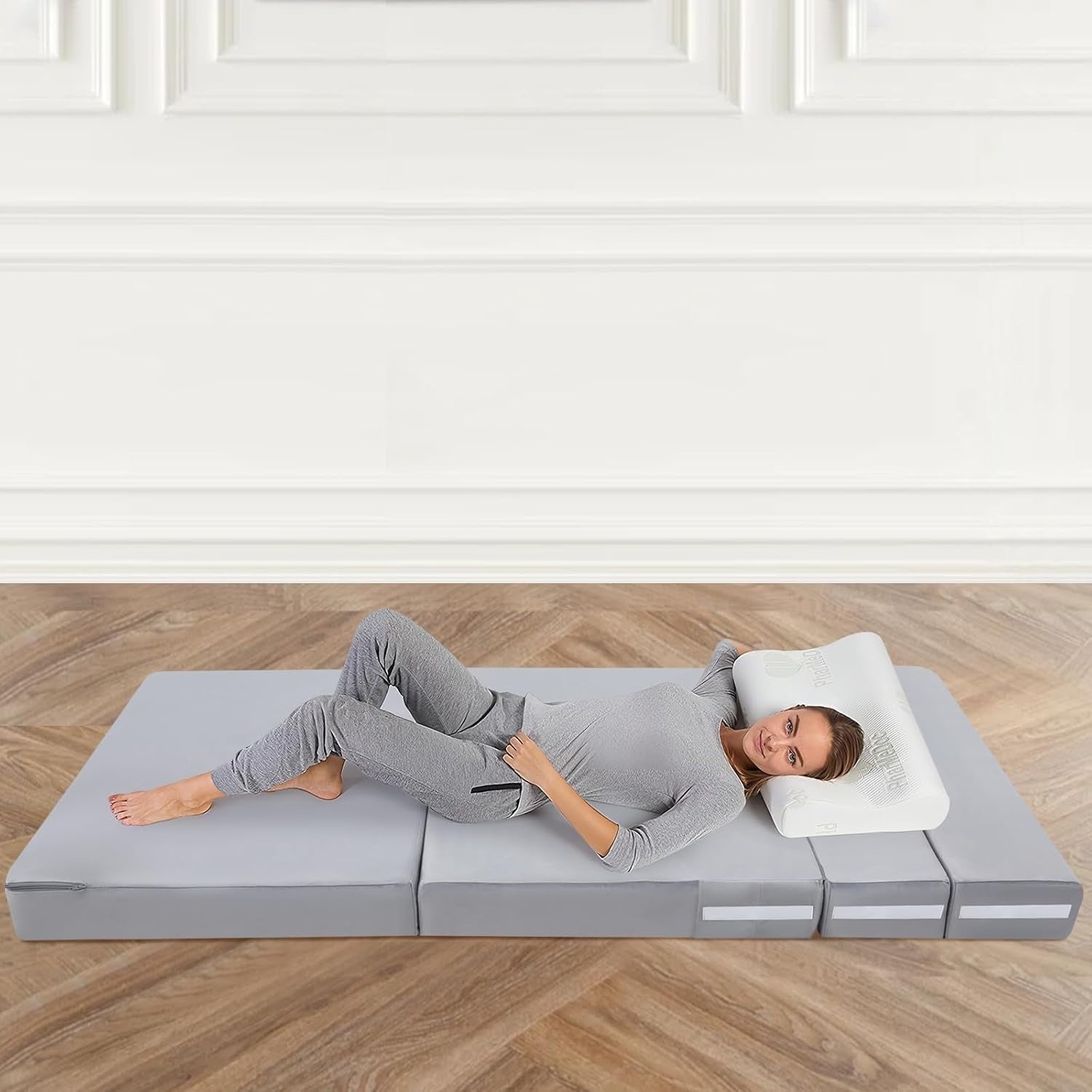 Folding Sofa Bed Mattress Chair Z Bed Futon Single Guest Lounger Grey