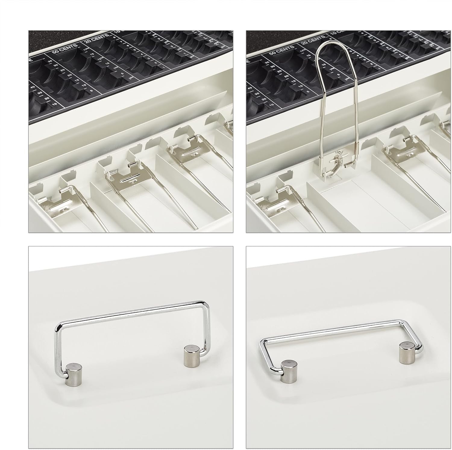 Lockable Cash Box Coin Tray Money Storage Case with Notes Holder