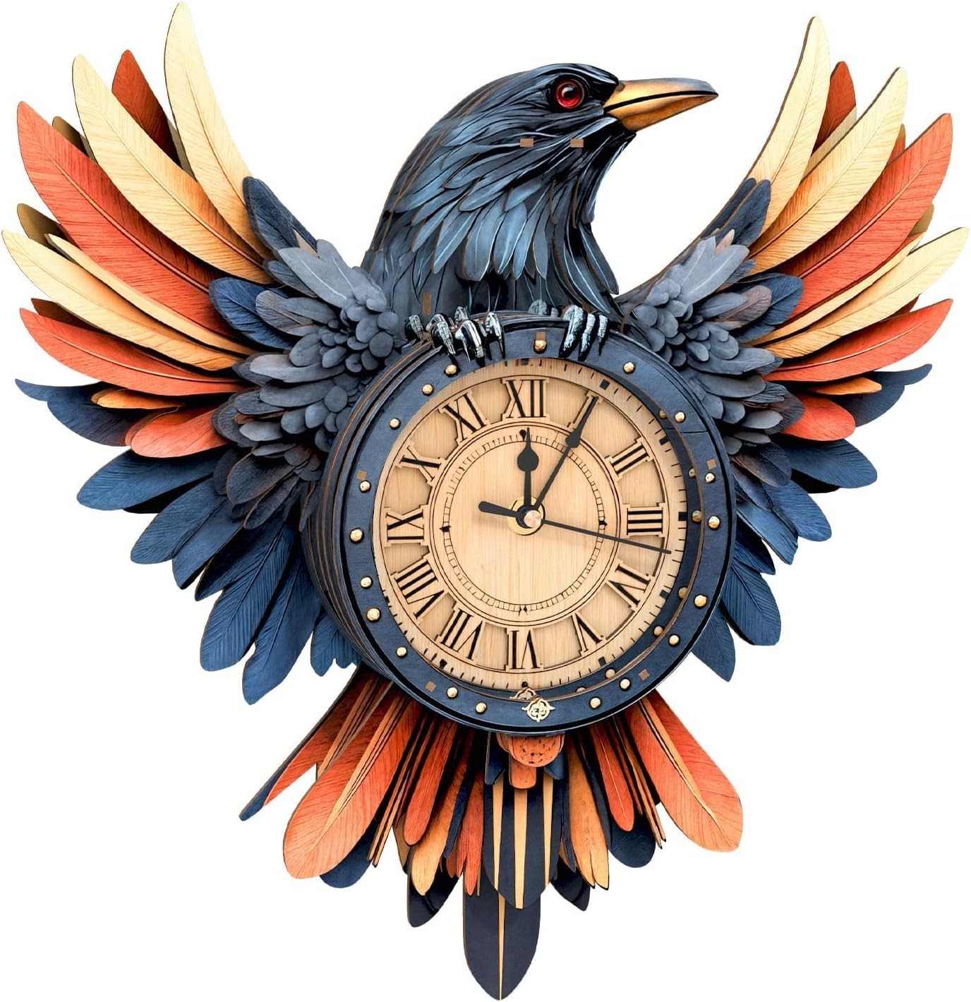 3D Wooden Crow Clock Kit – DIY Wall Clock with Pendulum & Chime