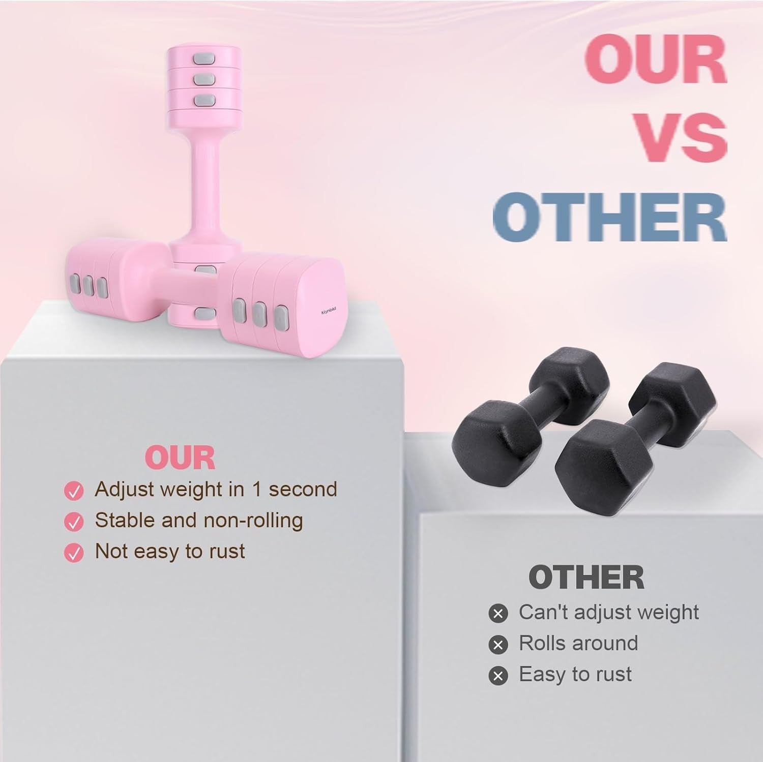 Fast Adjust Adjustable Dumbbells 4-in-1 2–5.5LB Each Non-Slip Women Weights
