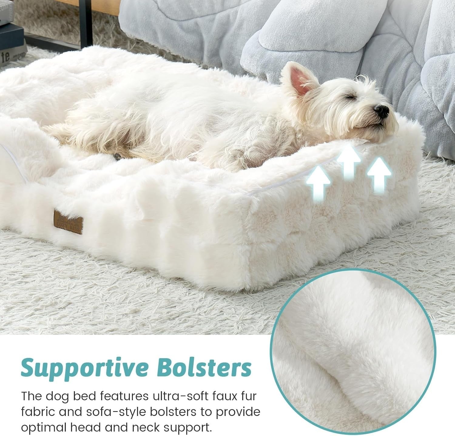 Medium Orthopedic Dog Sofa Bed Faux Fur Washable 36x27in