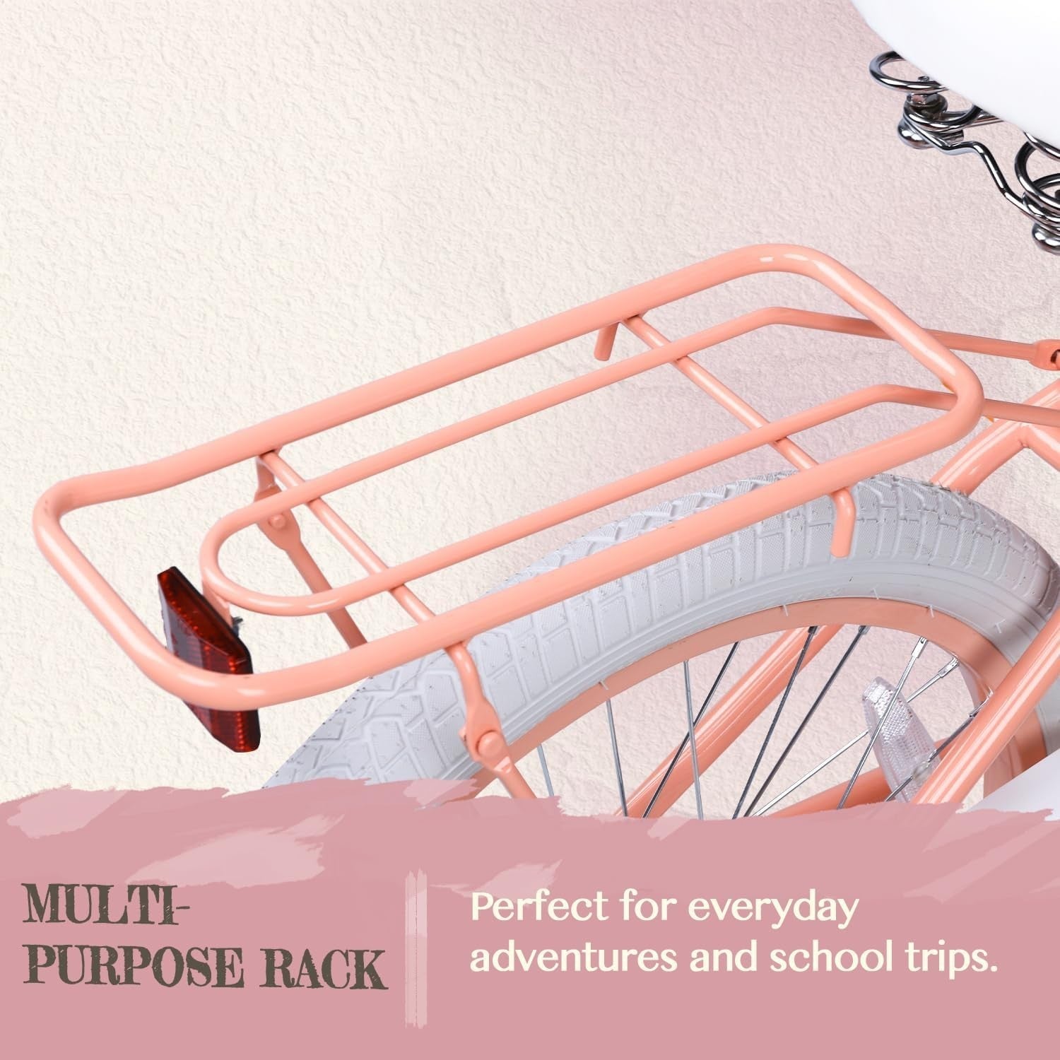 20 Inch Girls Kids Bike Bicycle Basket Rear Rack Kickstand Age 7-13