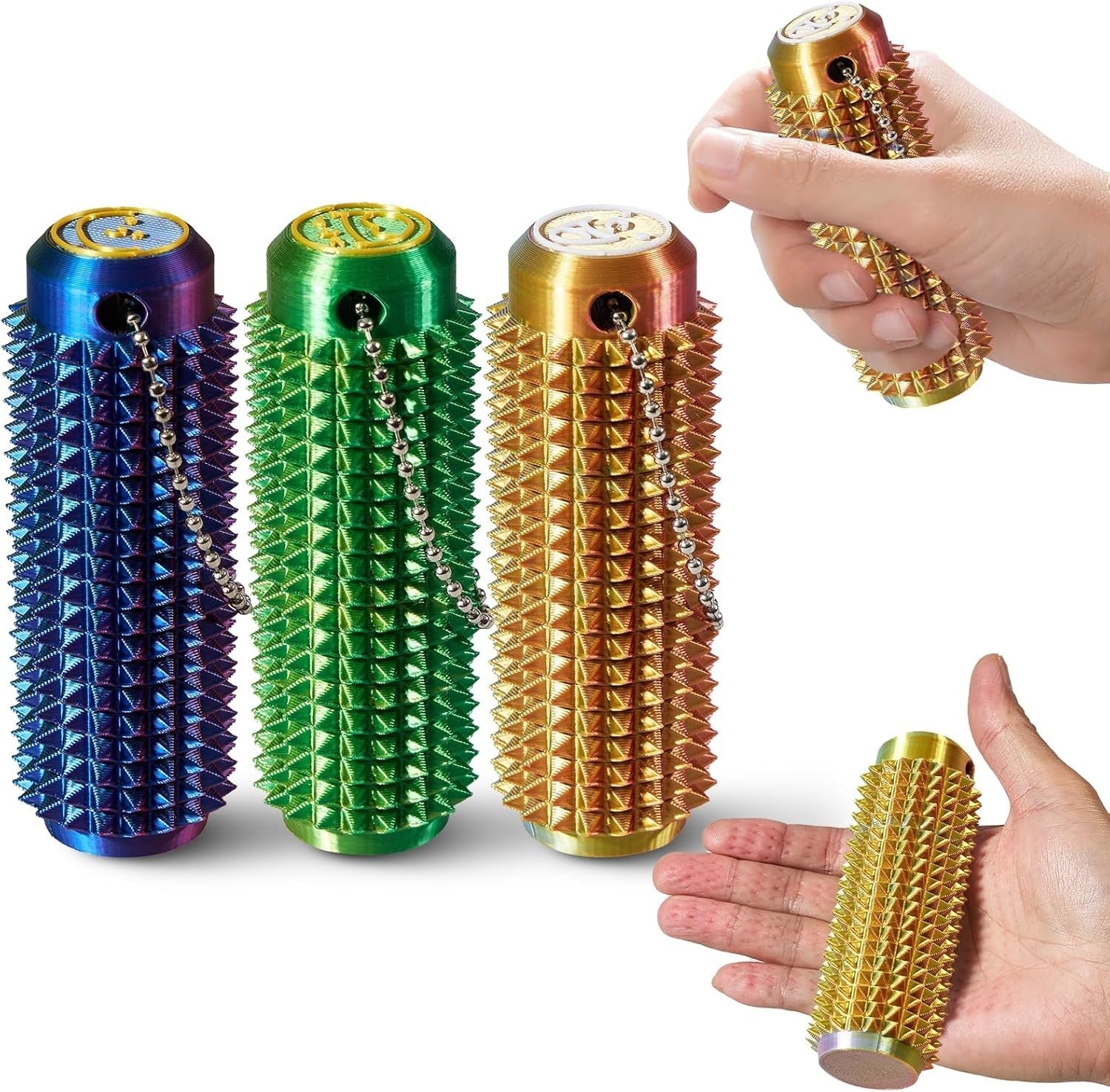 Pain Stim Spiky Fidget Keychain Anxiety Relief ADHD Autism Pocket Tool