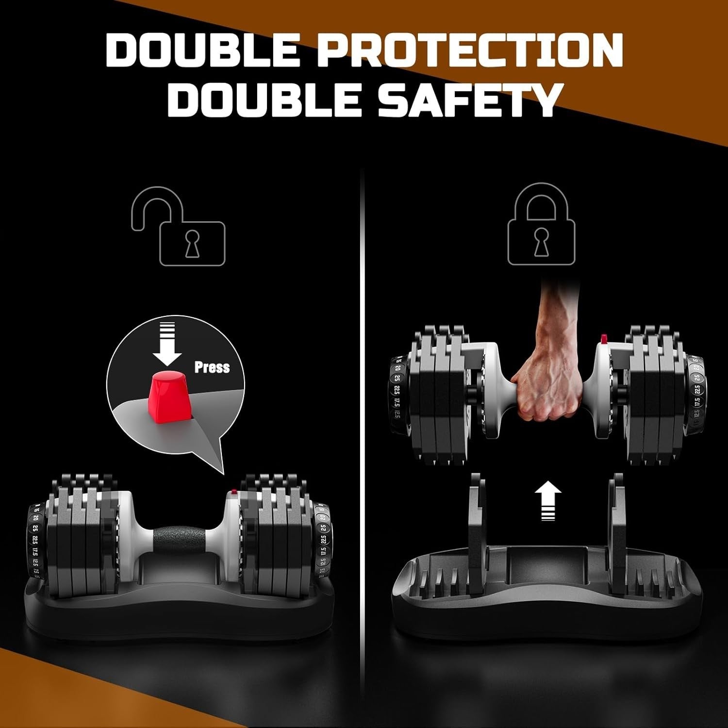 25kg Adjustable Dumbbell 10-in-1 Quick Dial Weights Home Gym Strength Set