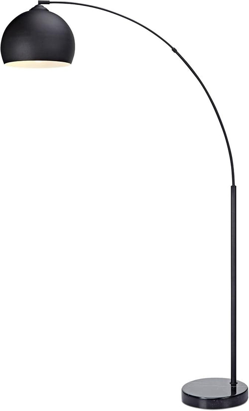 Arc Floor Lamp Black Bell Shade Marble Base Modern Standing Light 170cm