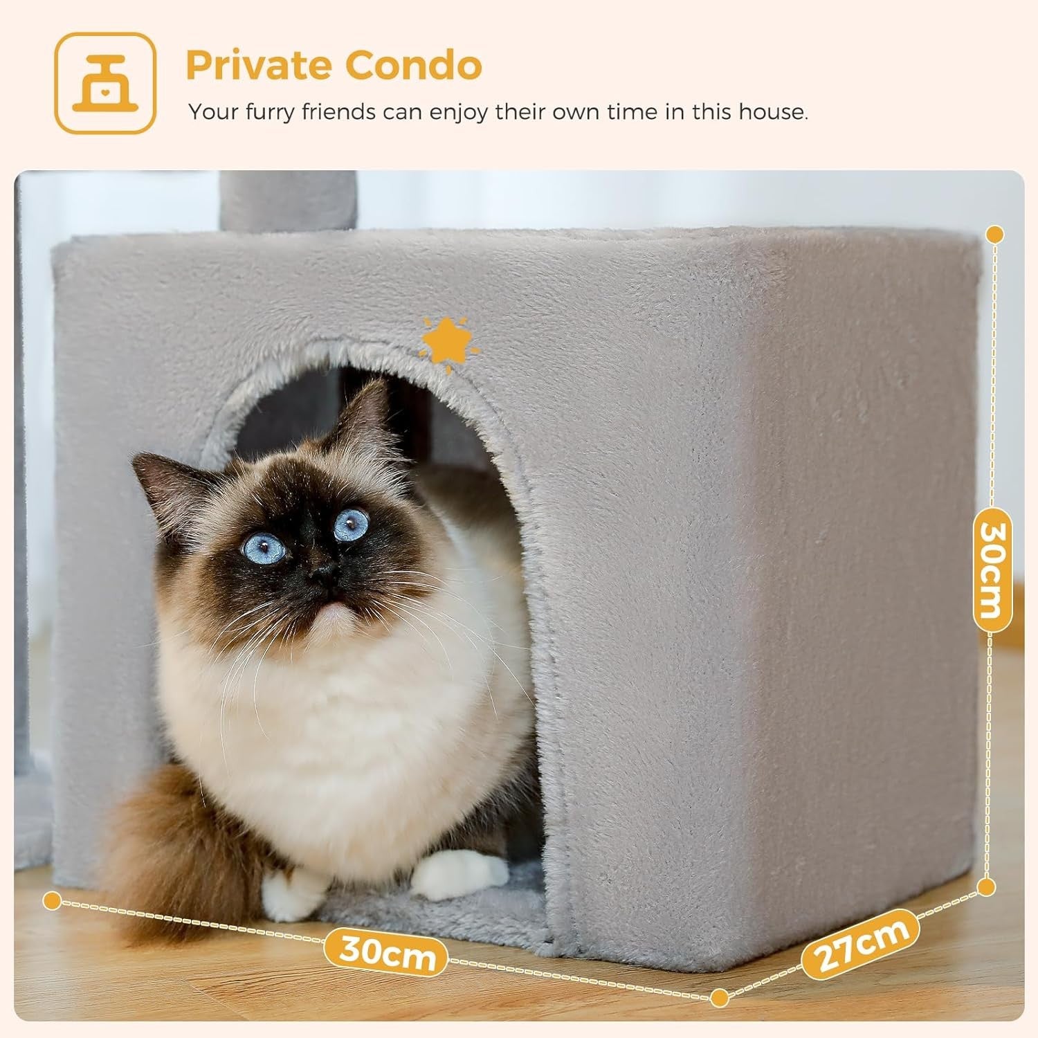 Small Cat Tree 73cm Indoor Cat Tower With Condo Hammock Scratching Posts