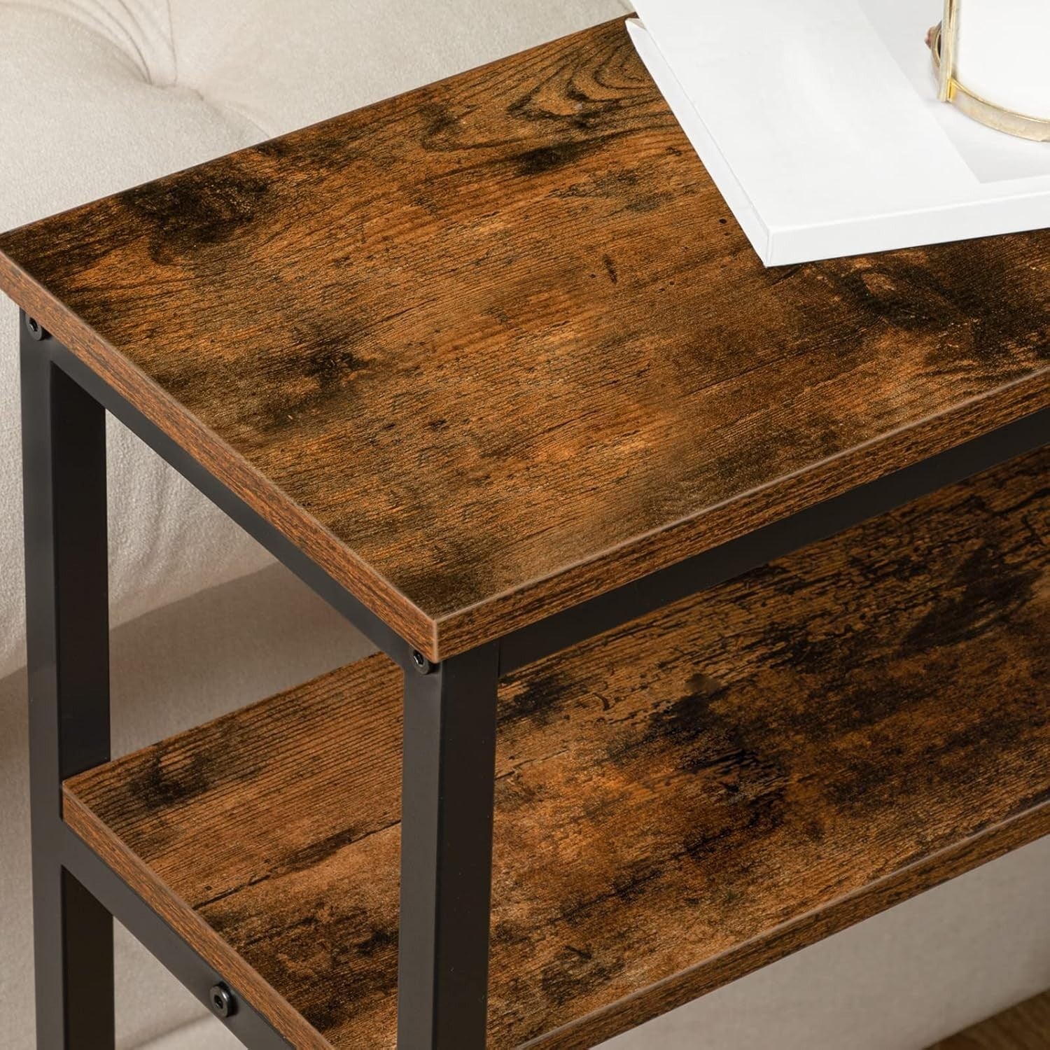 Adjustable 2-Tier Slim Console Table 100cm Storage Shelf Sturdy Design